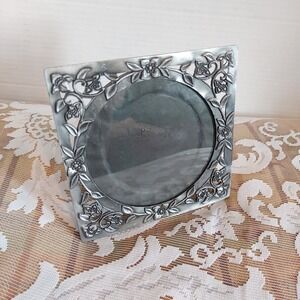 Fetco International Vintage Pewter Floral Openwork 6x6 Metal Picture Frame 51855
